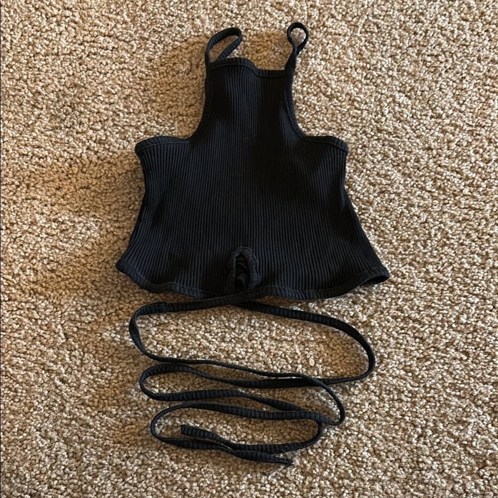 Black Ribbed Halter Top